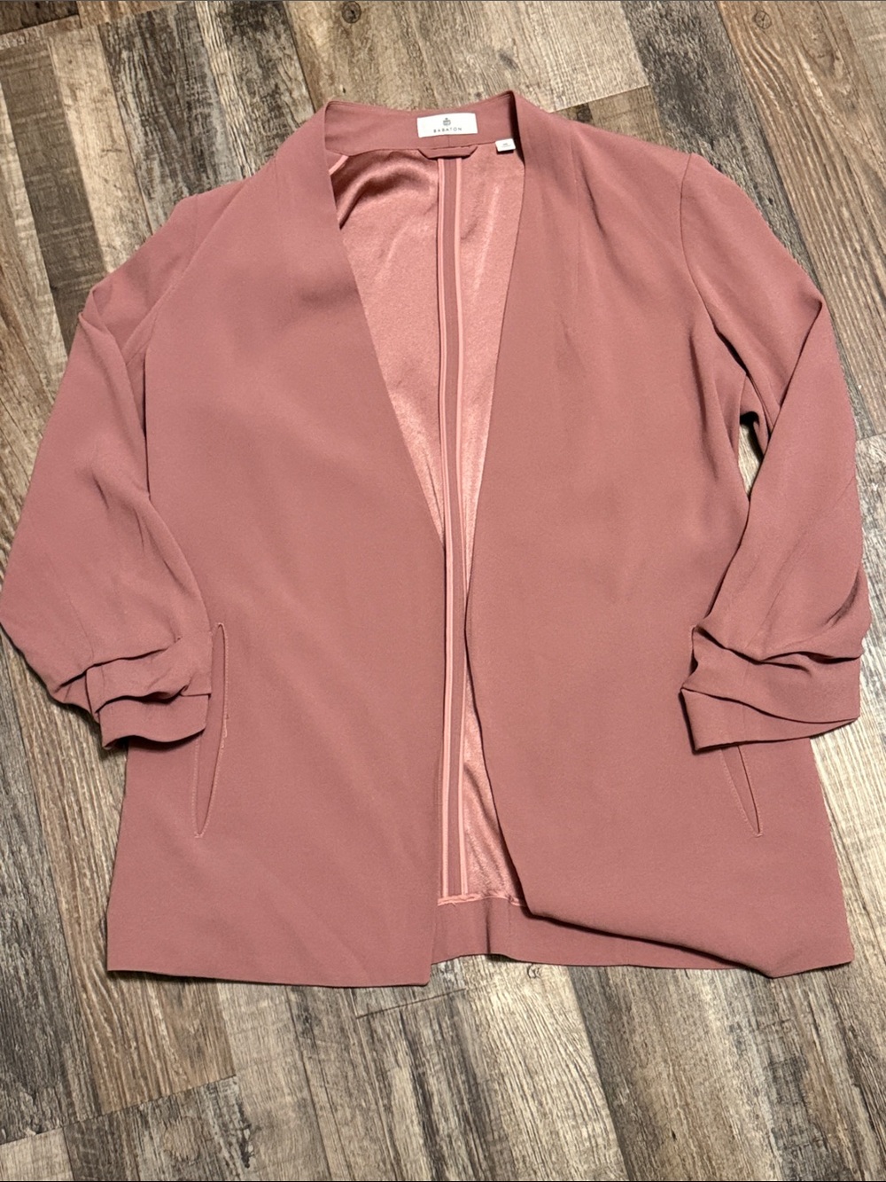 Aritzia Babaton Power Hip Blazer Relaxed Draped Open Red Willow Pink Crepe 10 - Picture 3 of 9
